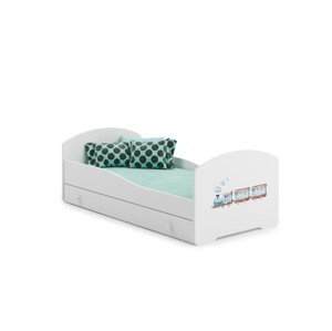 Dětská postel s matrací a šuplíkem PEPE RAILWAY 140x70