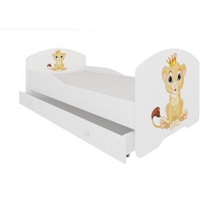 Dětská postel s matrací a šuplíkem PEPE LION 160x80