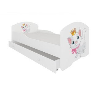 Dětská postel s matrací a šuplíkem PEPE CAT 160X80