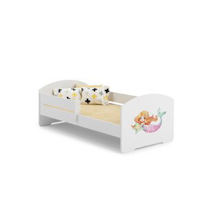 Dětská postel s matrací a zábranou PEPE MERMAID WITH A STAR 140x70