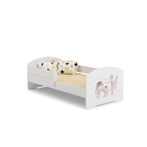 Dětská postel s matrací a zábranou PEPE BALLERINA WITH UNICORN 140x70