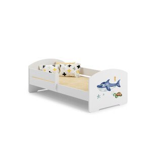 Dětská postel s matrací a zábranou PEPE SEA ANIMALS 160x80
