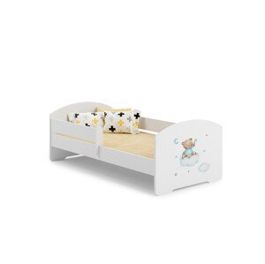 Dětská postel s matrací a zábranou PEPE TEDDY BEAR AND CLOUD 160x80