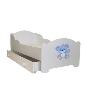 Dětská postel s matrací a šuplíkem AMADIS BLUE BEAR 160x80