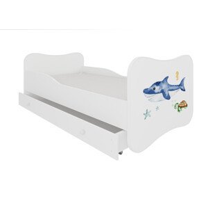Dětská postel s matrací a šuplíkem GONZALO SEA ANIMALS 140x70
