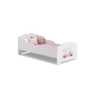 Dětská postel s matrací XIMENA CAT IN A CAR 160x80