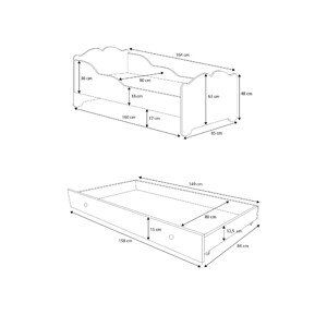Dětská postel s matrací a šuplíkem XIMENA CAT 160x80