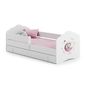 Dětská postel s matrací, zábranou a šuplíkem CASIMO SLEEPING PRINCESS 140x70