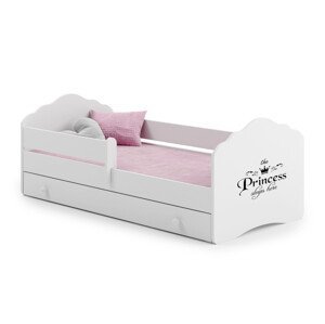 Dětská postel s matrací, zábranou a šuplíkem CASIMO PRINCESS BLACK 140x70