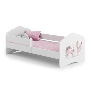 Dětská postel s matrací a zábranou CASIMO BALLEINA WITH UNICORN 160x80