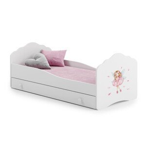 Dětská postel s matrací a šuplíkem CASIMO GIRL WITH WINGS 140x70