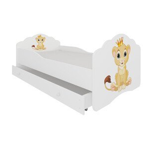 Dětská postel s matrací a šuplíkem CASIMO LION 140x70