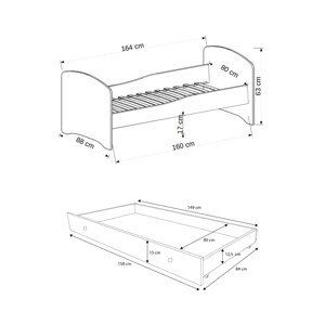 Postel pro dvě děti s matrací GONZALO II CAR ZIGZAG 160x80