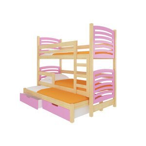 Patrová postel pro tři děti s matrací SORIA