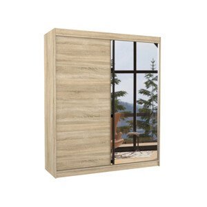 Šatní skříň s posuvnými dveřmi, zrcadlem a led osvětlením LED VIKI Sonoma 2 Ne 6