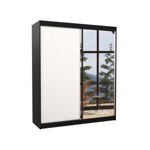 Šatní skříň s posuvnými dveřmi, zrcadlem a led osvětlením LED VIKI 2 Ne 6 černá bílá
