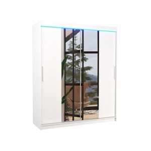 Šatní skříň s posuvnými dveřmi, zrcadlem a led osvětlením LED DALLAS Bílá Ano 2 6