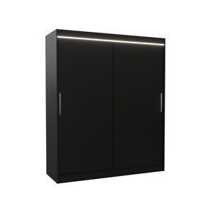 Šatní skříň s posuvnými dveřmi a led osvětlením LINCOLN černá Ano 2 6