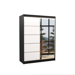 Šatní skříň s posuvnými dveřmi, zrcadlem a led osvětlením LED LIMBO Ano 2 6 černá bílá