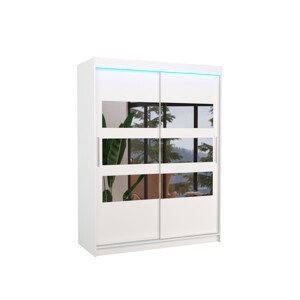 Šatní skříň s posuvnými dveřmi, zrcadlem a led osvětlením LED FLORENTO Bílá Ano 2 6