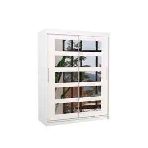 Šatní skříň s posuvnými dveřmi, zrcadlem a led osvětlením LED MURANI Bílá 2 Ne 6