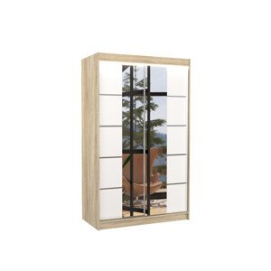 Šatní skříň s posuvnými dveřmi, zrcadlem a led osvětlením LED GENUA Ano 2 Sonoma bílá 6