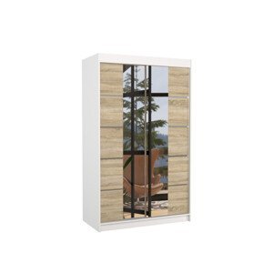 Šatní skříň s posuvnými dveřmi, zrcadlem a led osvětlením LED GENUA bílá Sonoma 2 Ne 6