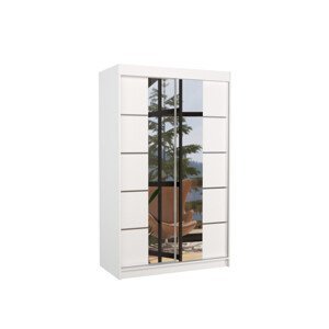 Šatní skříň s posuvnými dveřmi, zrcadlem a led osvětlením LED GENUA Bílá 2 Ne 6