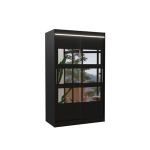 Šatní skříň s posuvnými dveřmi, zrcadlem a led osvětlením LED KOLORADO černá Ano 2 6
