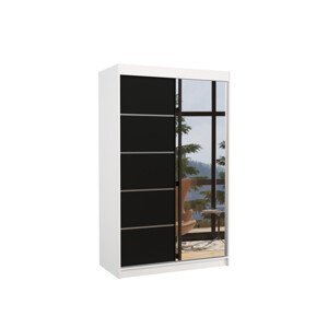 Šatní skříň s posuvnými dveřmi, zrcadlem a led osvětlením LED NICEA 2 Ne bílá černá 6