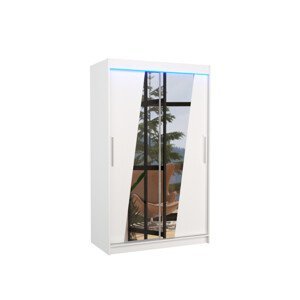 Šatní skříň s posuvnými dveřmi, zrcadlem a led osvětlením LED TEXAS Bílá Ano 2 6