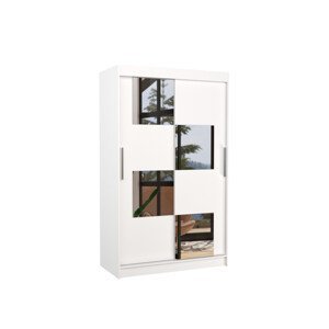 Šatní skříň s posuvnými dveřmi, zrcadlem a led osvětlením LED LUGANO Bílá 2 Ne 6