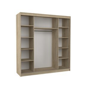 Šatní skříň s posuvnými dveřmi a zrcadlem SANTIAGO 3 Ne 11 Sonoma bílá