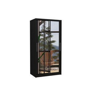 Šatní skříň s posuvnými dveřmi a zrcadlem NEVIO 2 5 Ne černá černá