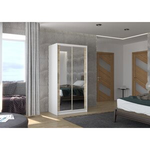 Šatní skříň s posuvnými dveřmi a zrcadlem NEVIO bílá Sonoma 2 5 Ne