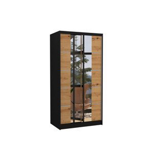 Šatní skříň s posuvnými dveřmi a zrcadlem KSAWER 2 5 Ne černá Artisan