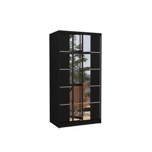 Šatní skříň s posuvnými dveřmi a zrcadlem KSAWER černá 2 5 Ne