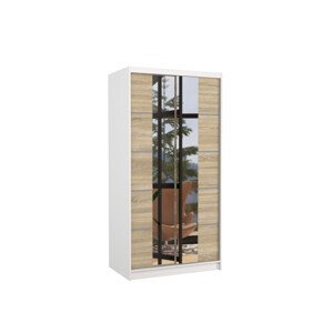 Šatní skříň s posuvnými dveřmi a zrcadlem KSAWER bílá Sonoma 2 5 Ne