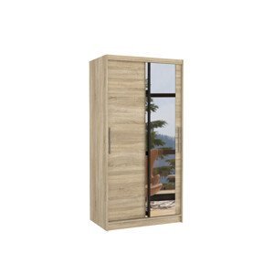 Šatní skříň s posuvnými dveřmi a zrcadlem BAROS 2 5 Ne Sonoma Sonoma
