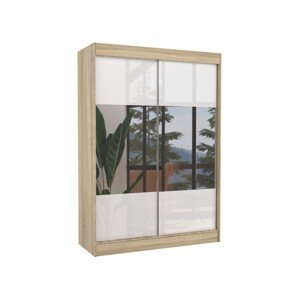 Šatní skříň s posuvnými dveřmi a zrcadlem AMOS 2 Ne Sonoma bílá Lacobel 10