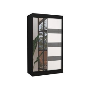 Šatní skříň s posuvnými dveřmi a zrcadlem TOURA 2 Ne 6 černá bílá