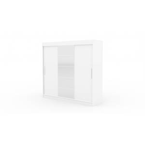 Šatní skříň s posuvnými dveřmi a zrcadlem ERWIN Bílá 3 5 Ne