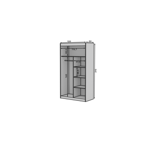 Šatní skříň s posuvnými dveřmi a zrcadlem ESTI černá 2 Ne 4