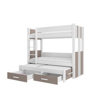Patrová postel pro tři děti ARTEMA 200 x 90 cm bílá lanýžová