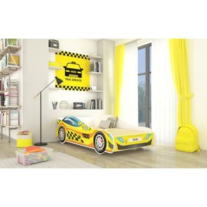 Postel pro děti 140x70 cm Speed taxi žlutá