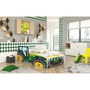 Postel pro děti 160x80 cm Traktor zelená