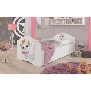 Dětská postel bílá 140x70 cm Kočička Včetně zásuvky