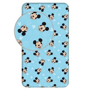 Jerry Fabrics Plátěné prostěradlo s gumou Mickey Blue 02, 90 x 200 cm + 25 cm