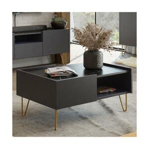 MIRJAN 24 Konferenční stolek NARINE 45x97 cm antracit/černá/zlatá