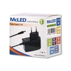 LED napájecí zdroj McLED 12VDC 12W 1A ML-732.062.11.0 souosý konektor 5,5mm